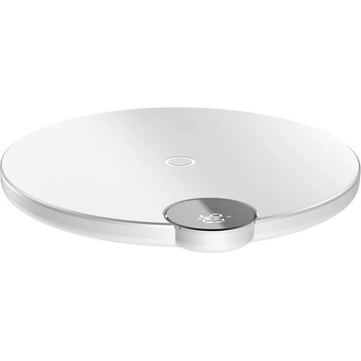 Baseus Digtal LED Display Wireless Charger (WXSX-02) - поставка (пад) за безжично захранване с Fast Charge и LED дисплей за QI съвместими устройства (бял)