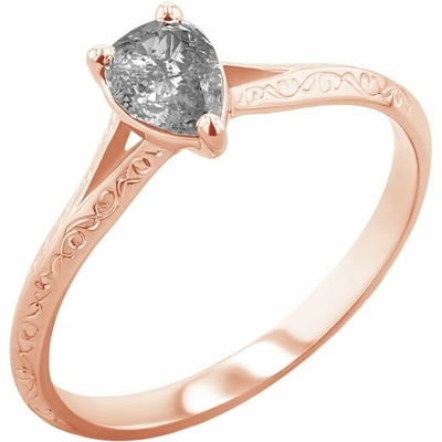 Eppi Ručně rytý prsten s pear salt and pepper diamantem Vivia R45760