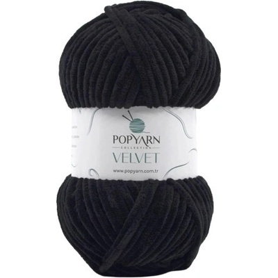 POPYARN Pletací příze Velvet B025 - černá