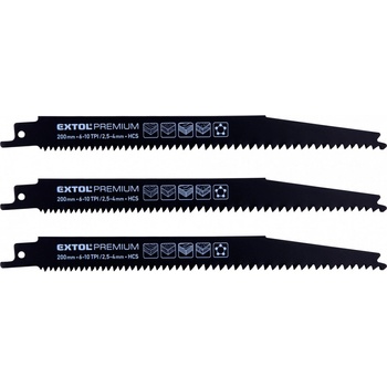 EXTOL PREMIUM plátky do pily ocasky 200x19x1,25mm HCS 3ks
