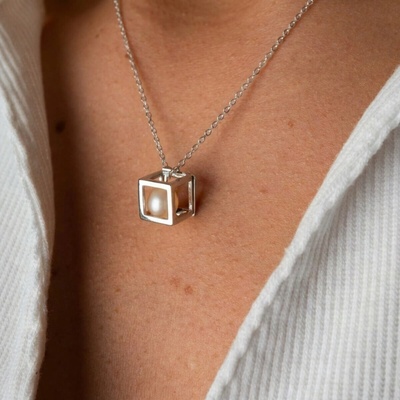 Pan Perla Stříbrný náhrdelník ve tvaru srdce s perlou 91/STR7 Stříbrná – Zboží Dáma