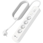 Beats BELKIN мрежов разклонител с 4 гнезда AC+USB+Type-C, защита от пренапрежение, PD бързо зареждане + захранващ кабел 200 см, БЯЛ SRB001CA2M (SRB001CA2M)