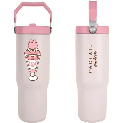 CurePink Cestovní termo hrnek s uchem a víčkem Pusheen Sladkostí 850 ml