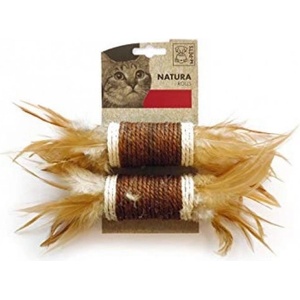 Mpets Играчка за котки M-Pets Natura Rolls Pack - Котешка играчка 2бр рулца с пера, натурална 24x4, 5x4, 5 см - Белгия 20601299