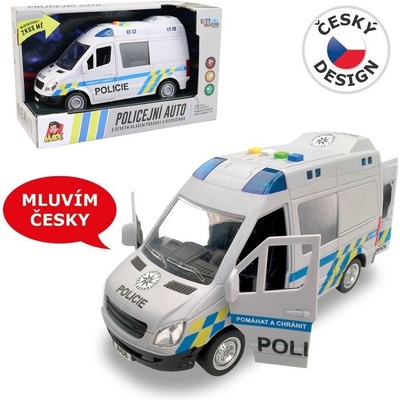 MaDe Policejní auto dodávka s českým hlasem na setrvačník 21 cm