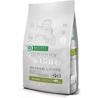 Nature's Protection White Dogs Grain Free White Fish Puppy/Junior Small and Mini Breeds-Пълноценна храна без зърно с бяла риба за подрастващи кучета от дребните и малките породи с бяла козина