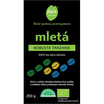 Fairobchod Bio mletá káva Robusta Tanzanie 250 g