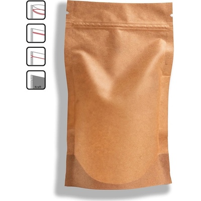 Vrecká Doypack, 100ml, Kraft/PET/PE, 100 ks/bal
