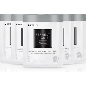 KORIKA FermentBeauty Set of 5 Hydrating Face Sheet Masks with Fermented Yogurt and Hyaluronic Acid комплект маски за лице на намалена цена