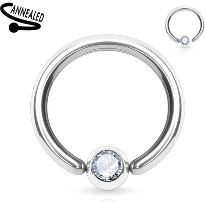 Šperky4U piercing kruh, kulička s kamínkem K01045-12103