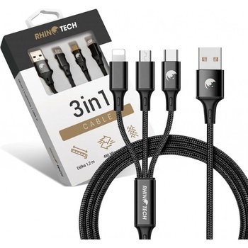 RhinoTech RTACC321 3v1, USB/Micro USB, Lightning, USB-C, 1,2m