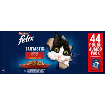 Felix Fantastic Megapack hovädzie, kuraciecí, kachna a jehně v želé 44 x 85 g