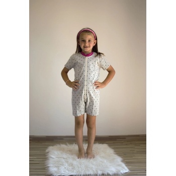 Detský overal čierne guličky tm.ružový lem