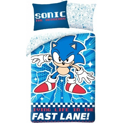 Halantex obliečky Ježko Sonic motív Fast lane 100% bavlna 70x90 140x200