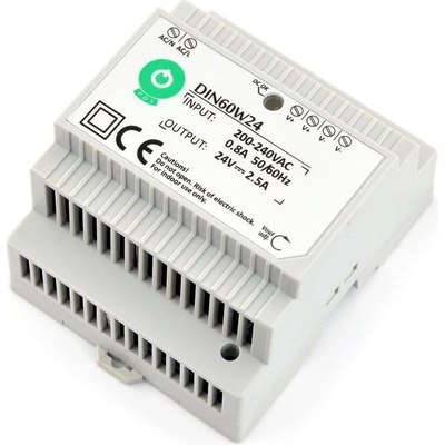 POS, Napájecí zdroj na DIN lištu 60W 24V, DIN60W24 – Sleviste.cz