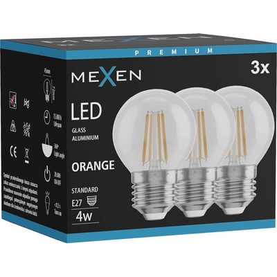 Mexen Vintis 3x крушка с нажежаема жичка LED E27, G45, 4W, 55 lm, оранжево - L156-E27-04XX-48x03 (L156-E27-04XX-48x03)