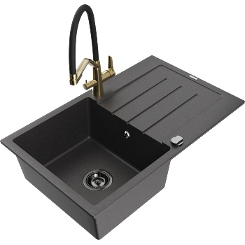 Mexen Bruno гранитна мивка с 1 отделение с отцедник и кухненски смесител Duo, (6513-76-671701-57-B)