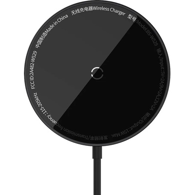 Baseus Simple Mini3 Magnetic Wireless Charger 15W - поставка (пад) за безжично зареждане на iPhone с Magsafe (черен)