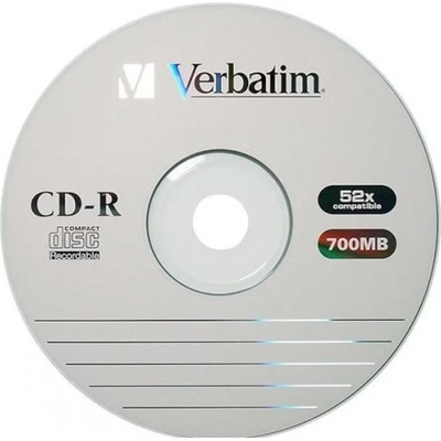 Verbatim Оптичен носител CD-R media 700MB, Verbatim, 52x, 1бр. , без опаковка