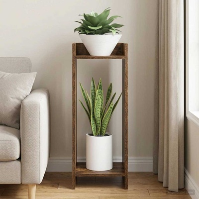 vidaXL Стойка за растения Опушен дъб 30 x 30 x 80 cm (899586)
