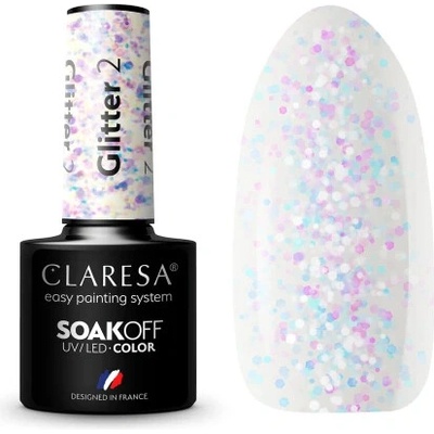 Claresa SoakOff UV/LED Color Glitter gelový lak na nehty odstín 2 5 g