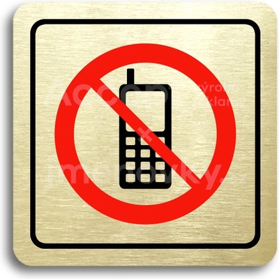 ACCEPT Piktogram zákaz telefonování - zlatá tabulka - barevný tisk