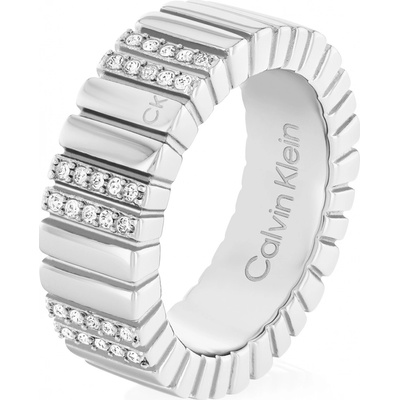 Calvin Klein Módní ocelový prsten s krystaly Minimalistic Metal 35000440