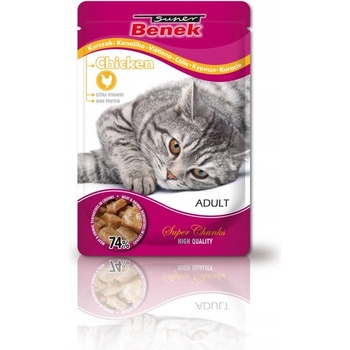Super Benek Super benek Храна за възрастни котки в пакетче с парченца пилешко месо 100 г