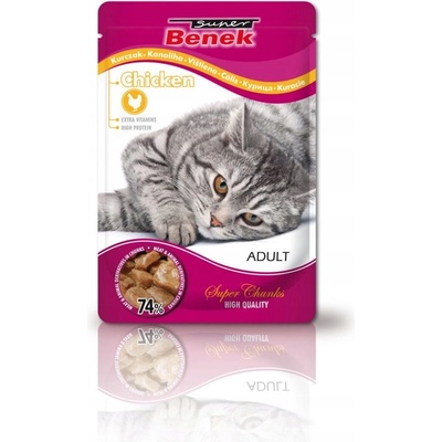 Super Benek Super benek Храна за възрастни котки в пакетче с парченца пилешко месо 100 г