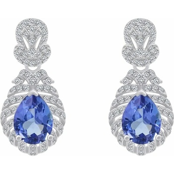 Eppi Zlaté náušnice s tanzanitmi a diamantmi Faina E31756