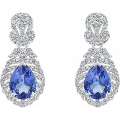 Eppi Zlaté náušnice s tanzanitmi a diamantmi Faina E31756