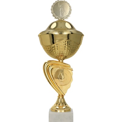 Kovový pohár s poklicí Zlatý Výška: 17 cm Průměr: 8 cm