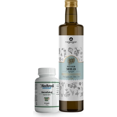 Medveď natural Nenafukuj 60 kapsúl a Regiogan Bitter Mild BIO 500 ml