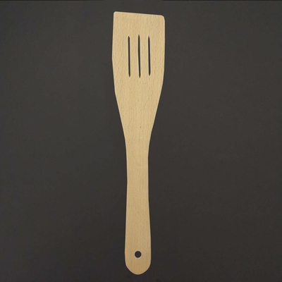 AMADEA Dřevěná obracečka rovná s drážkami, masivní dřevo, 28 cm