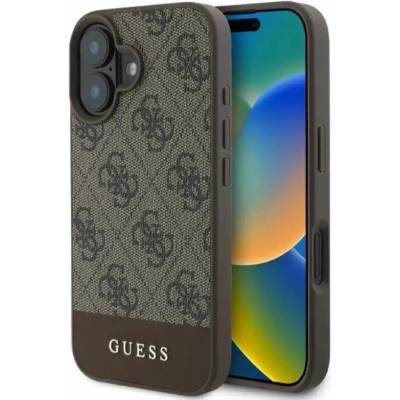 GUESS Калъф Guess 4G Bottom Stripe iPhone 16 - кафяв (3666339344924)