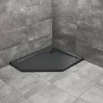 Radaway Петоъгълно душ корито Radaway Doros PT E Stone 90x80 см, черно акрилно, дясно (SDRPT9080-01-54SR)