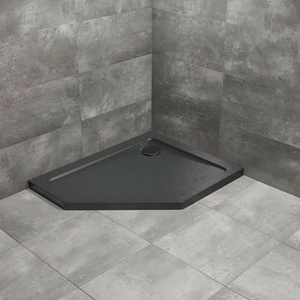 Radaway Петоъгълно душ корито Radaway Doros PT E Stone 90x80 см, черно акрилно, дясно (SDRPT9080-01-54SR)