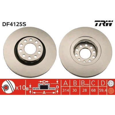 Brzdový kotúč TRW DF4125S