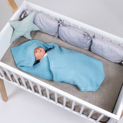 Tulimese Zavinovací mušelínová deka blankytná
