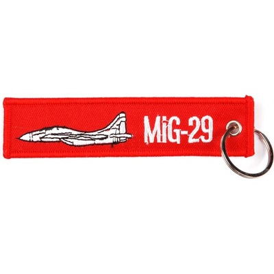 Přívěsek na klíče Fostex Remove before flight MIG 29 červený