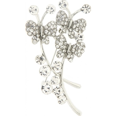 Biju brož motýlci zdobení čirými zirkony stříbrné 9001544-1