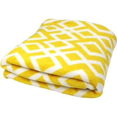 TP Mikro flanel deka Premium Kosočtverce žluté 150x200
