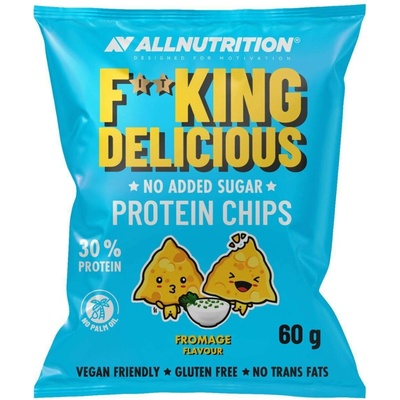F**KING Delicious proteinové kukuřičné chipsy s příchutí sýru a cibulky 60 g