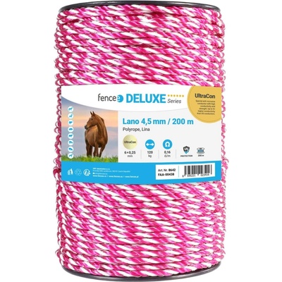 VNT electronics s.r.o. Lano pro elektrický ohradník, průměr 4,5 mm, růžovo-bílé, 200 m, 0,16 Ω/m