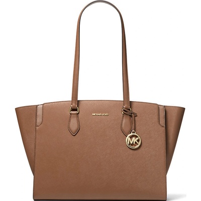 Michael Kors kožená kabelka Becca large luggage hnědá