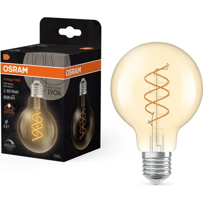 Osram G80 Sphere E27 8W = 60W 806 lm 2200K teplá bílá CRI90 Amber Dimmable Vintage 1906
