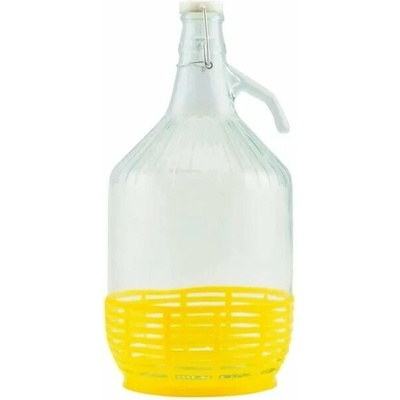 Demižon 5 l s uchom a košíkom - patentový uzáver