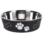 Flamingo Feeding and drinking bowl Kena Round Black Silver - иноксова купа за вода или храна - ЧЕРНА - размер Ø17 см / 800 мл, Белгия - 1030930