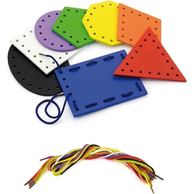 Viga Toys Дървени геометрични форми за шиене, Viga (50538)