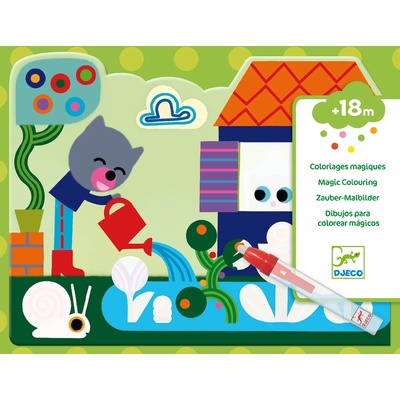 DJECO Комплект оцвети картини с вода Djeco - Скрити в градината (DJ09063)